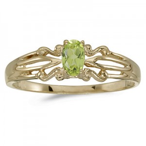 10k Yellow Gold Oval Peridot Ring