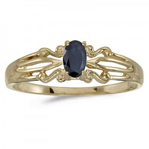 10k Yellow Gold Oval Sapphire Ring