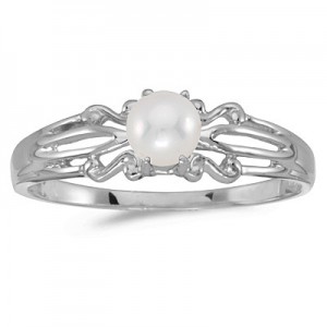 10k White Gold Pearl Ring