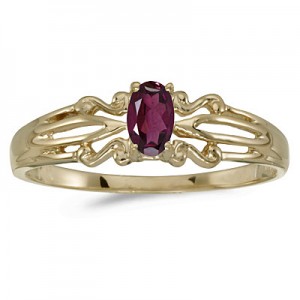 14k Yellow Gold Oval Rhodolite Garnet Ring