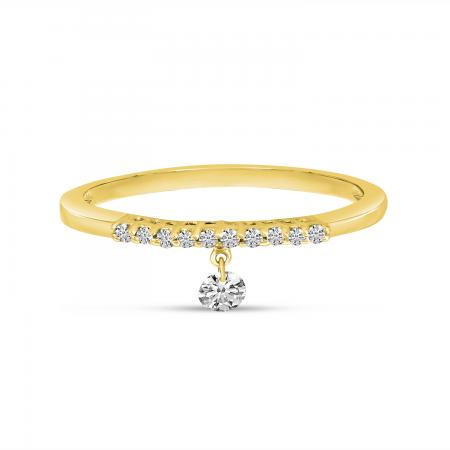 14K Yellow Gold Dashing Diamond Pave Band Ring
