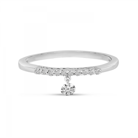 14K White Gold Dashing Diamond Pave Band Ring