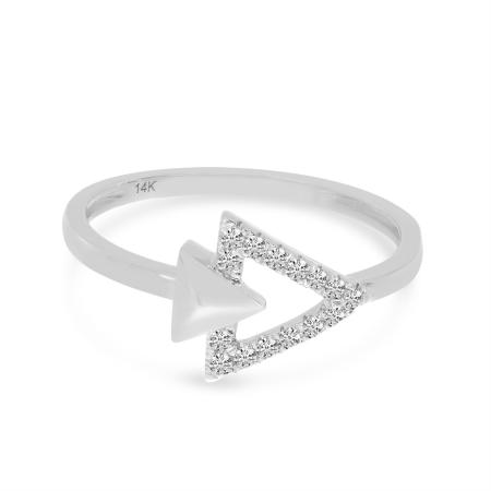 14K White Gold Diamond Double Triangle Ring