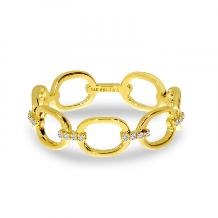 14K Yellow Gold Diamond Link Ring