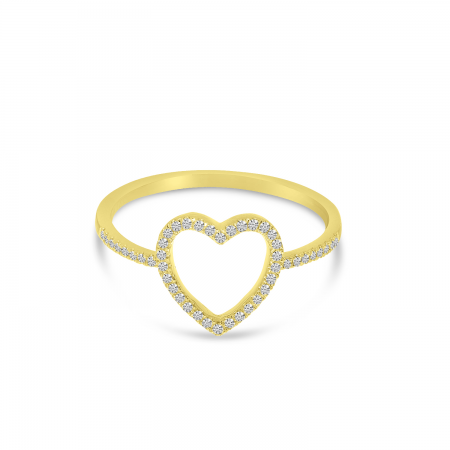 14K Yellow Gold Diamond Open Heart Ring