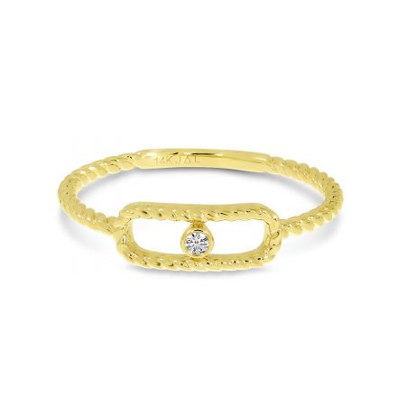 14K Yellow Gold Diamond Twist Paperclip Ring