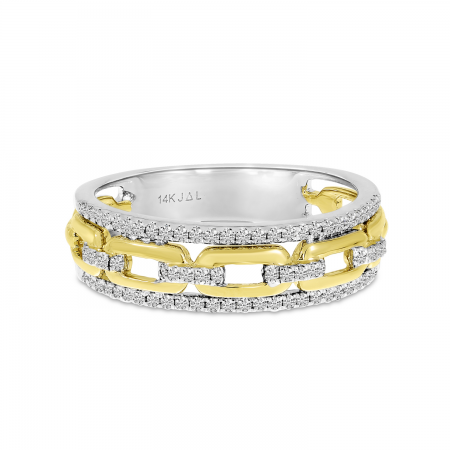 14K Gold Two-Tone Diamond Chain Band