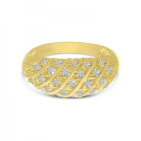 14K Yellow Gold Diamond Dome Ring