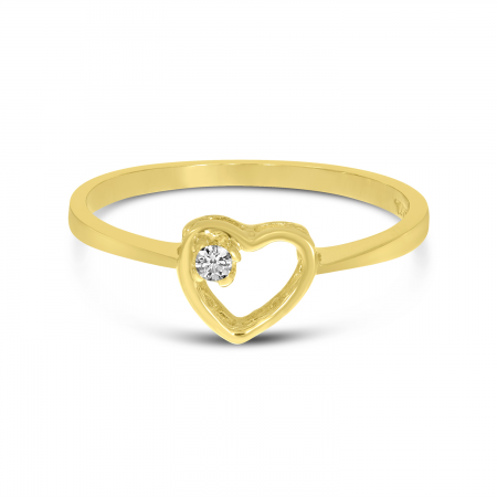 14K Yellow Gold Petite Diamond Heart Ring