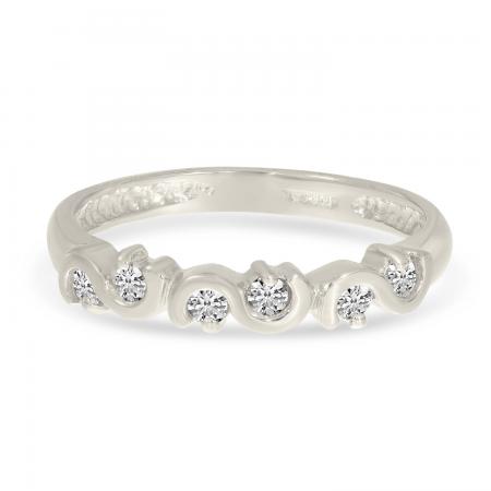 14K White Gold Wave Diamond Ring