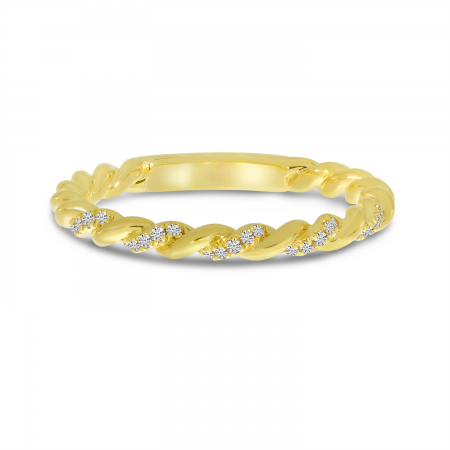 14K Yellow Gold Diamond Twist Stackable Ring