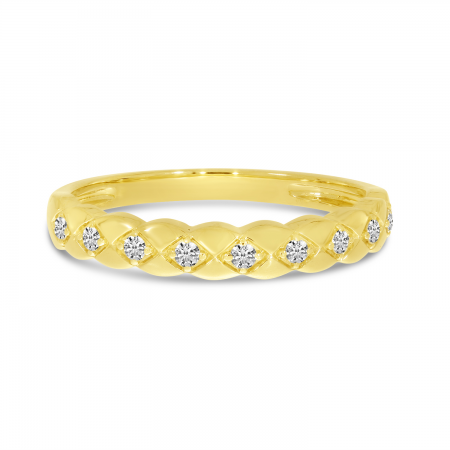 14K Yellow Gold Diamond Chevron Stackable Ring 