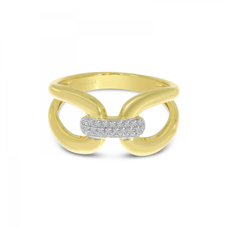 14K Yellow Gold Large Diamond Link Ring