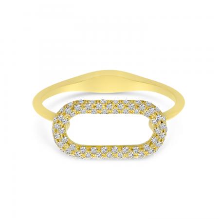 14K Yellow Gold Open Link Diamond Textured Ring