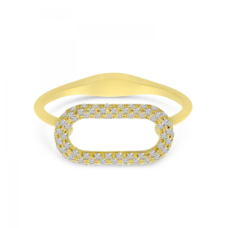 14K Yellow Gold Open Link Diamond Textured Ring