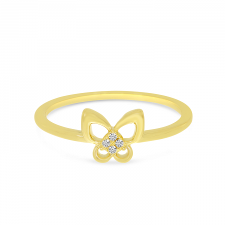 14K Yellow Gold Small Diamond Butterfly Ring