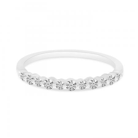 14K White Gold Shared Prong Diamond Band