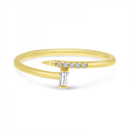 14K Yellow Gold Diamond Bypass Wrap Ring