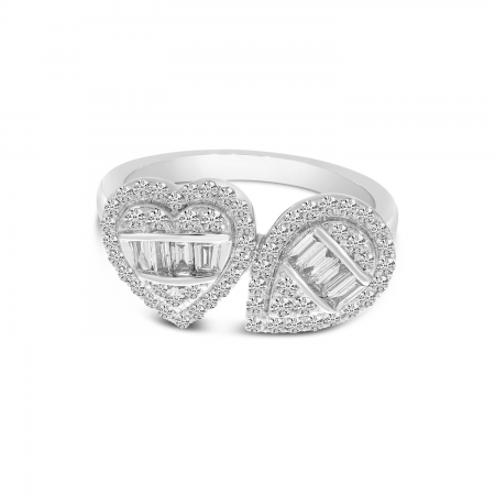 14K White Gold Diamond Double Shape Illusion Ring