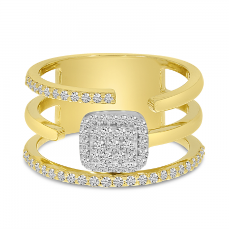 14K Yellow Gold Diamond Triple Wide Band