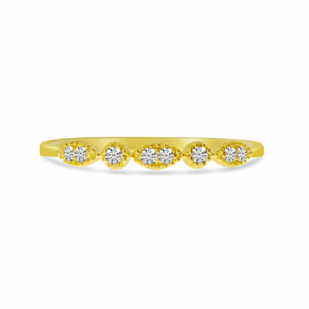 14K Yellow Gold Diamond Millgrain Stacking Ring