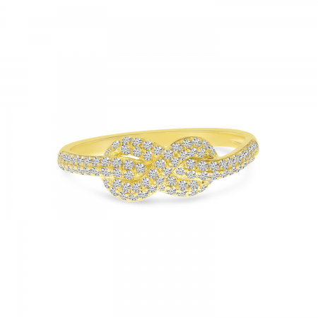 14K Yellow Gold Diamond Twist Knot Ring
