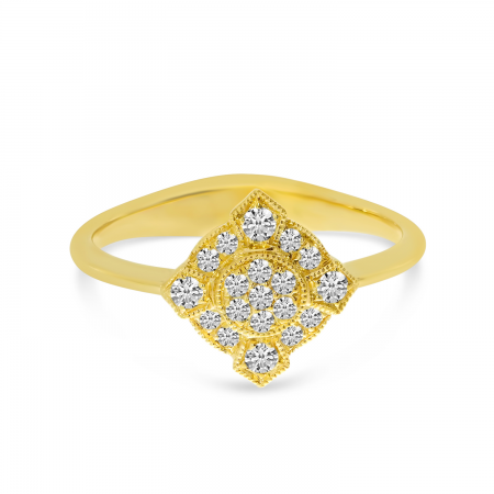 14K Yellow Gold Diamond Art Deco Ring