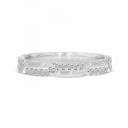 14K White Gold Alternating Diamond and Gold Band