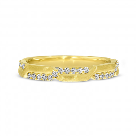 14K Yellow Gold Diamond Alternating Gold Band Ring