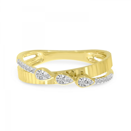 14K Yellow Gold Diamond Pear Crossover Ring