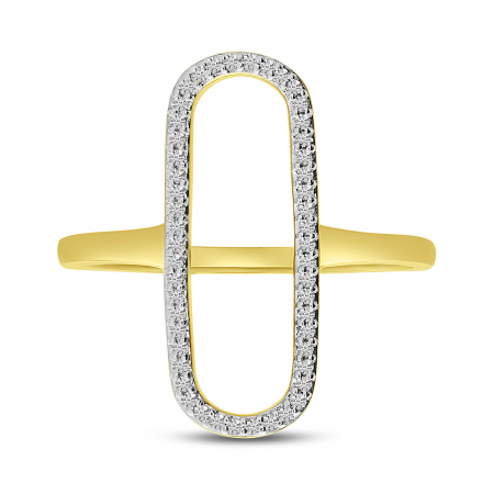 14K Yellow Gold North 2 South Open Oval Diamond Ring