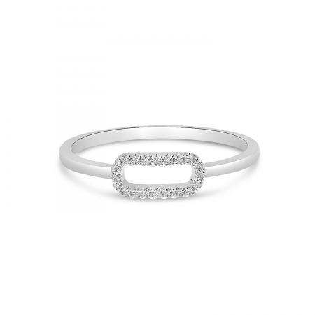 14K White Gold Oval East to West Diamond Ring