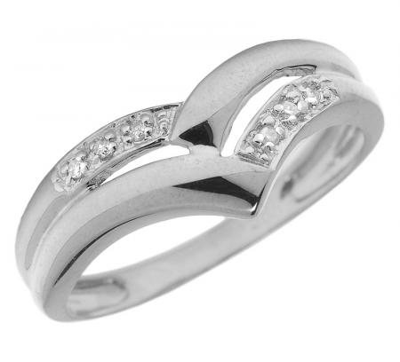 10K White Gold Diamond Chevron Ring