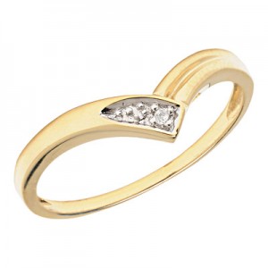 10K Yellow Gold Diamond Chevron Ring