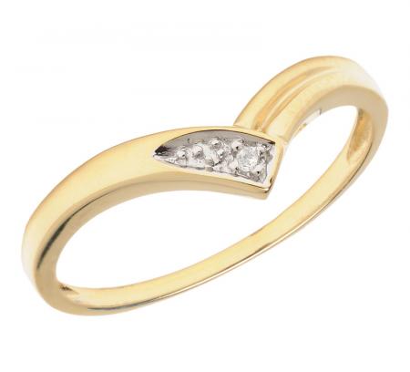 14K Yellow Gold Diamond Chevron Ring