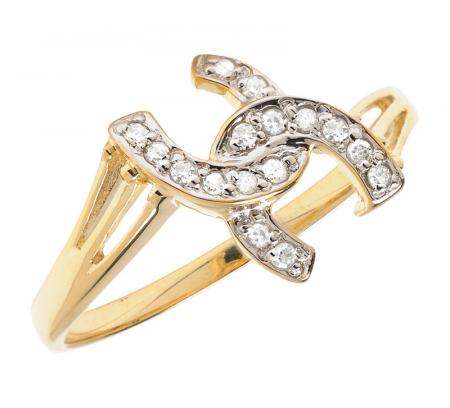 10K Yellow Gold Diamond Horseshoe Ring