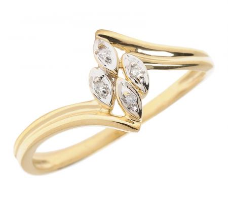 14K Yellow Gold Diamond Leaf Ring