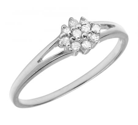 10K White Gold Diamond Cluster Ring