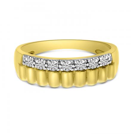 14K Yellow Gold Diamond Textured Band
