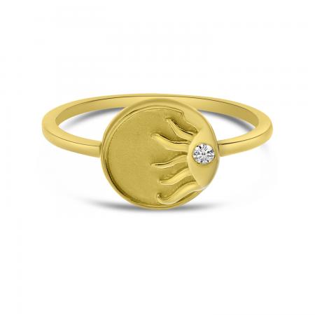 14K Yellow Gold Diamond Sunburst Ring