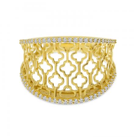 14K Yellow Gold Diamond Light Weight Filigree Band