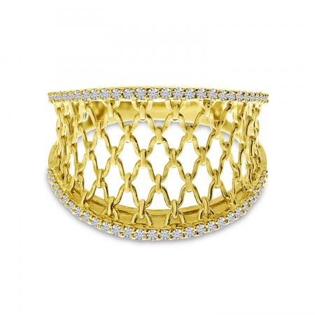14K Yellow Gold Diamond Light Weight Filigree Band