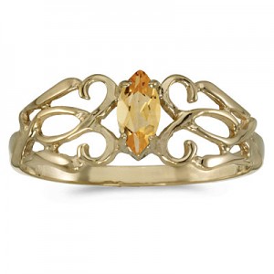 10k Yellow Gold Marquise Citrine Filagree Ring