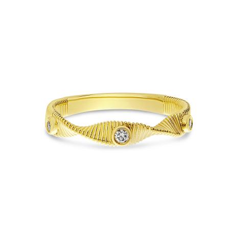 14K Yellow Gold Diamond Fluted Twisted Band