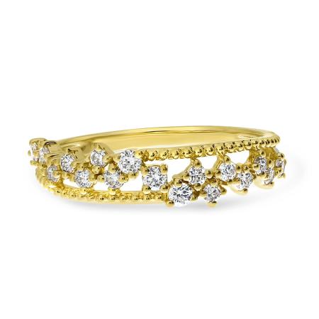 14K Yellow Gold Diamond Clusters Band