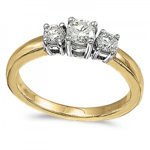 14k Yellow Gold 0.50 Ct Three Stone Diamond Ring
