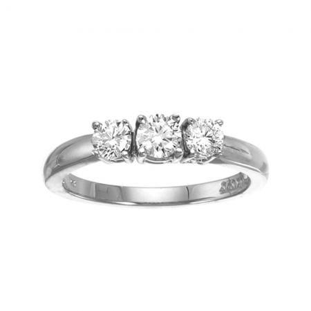 14k White Gold 0.50 Ct Three Stone Diamond Ring