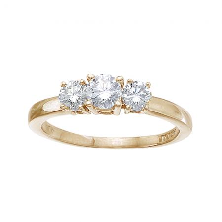 14k Yellow Gold 0.75 Ct Three Stone Diamond Ring