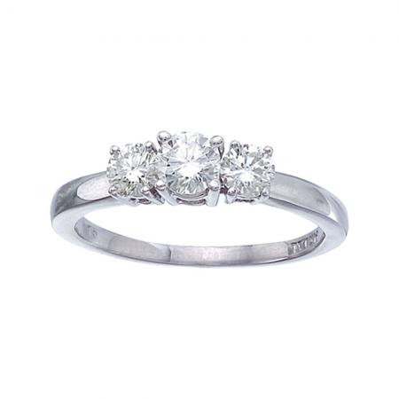 14k White Gold 0.75 Ct Three Stone Diamond Ring