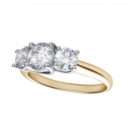 14k Yellow Gold 1.00 Ct Three Stone Diamond Ring